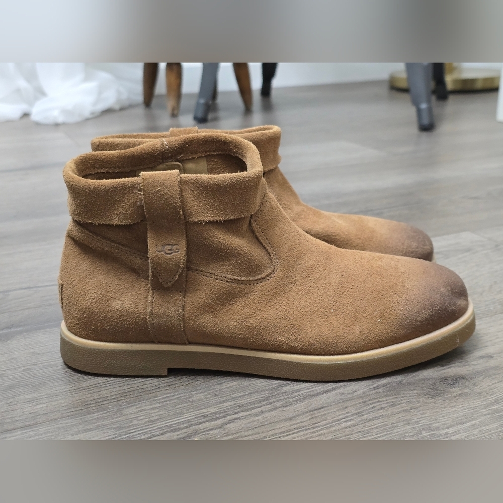 UGG Josefene Cuff Leather Booties Chestnut Brown Tan Womens Size 7